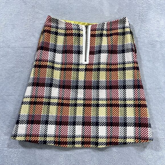 Vintage Boden Skirt Women's 6 Tweed Plaid Pencil Mini Wool Pockets Boho - Picture 2 of 8